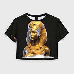 Футболка 3D укороченная женская Нейросеть - золотая египетская богиня, цвет: 3D-принт
