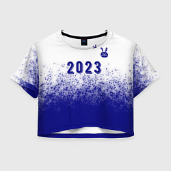 Футболка 3D укороченная женская 2023 Кролик рисованный: символ сверху на светлом, цвет: 3D-принт