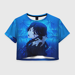 Футболка 3D укороченная женская Вещь и Уэнсдэй, цвет: 3D-принт