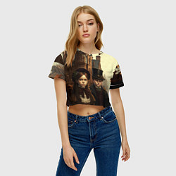 Футболка 3D укороченная женская Victorian boy and girl, цвет: 3D-принт — фото 2