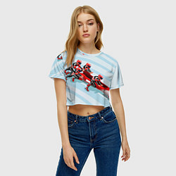 Футболка 3D укороченная женская Берем разгон! Бобслей, цвет: 3D-принт — фото 2