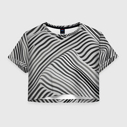 Футболка 3D укороченная женская Оптическая иллюзия полосы, цвет: 3D-принт