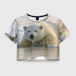 Футболка 3D укороченная женская Белый медведь ожидает, цвет: 3D-принт