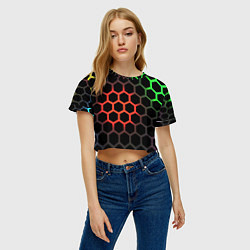 Футболка 3D укороченная женская Gradient hexagon genshin, цвет: 3D-принт — фото 2