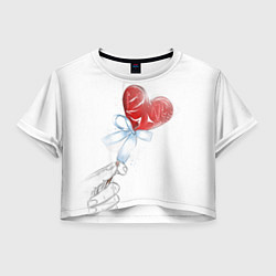 Футболка 3D укороченная женская Леденец сердечко, цвет: 3D-принт