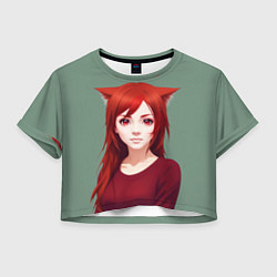 Футболка 3D укороченная женская Cute Catgirl, цвет: 3D-принт