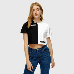 Футболка 3D укороченная женская Black - white, цвет: 3D-принт — фото 2