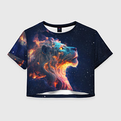 Футболка 3D укороченная женская Космический звёздный лев, цвет: 3D-принт