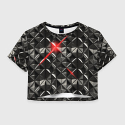 Футболка 3D укороченная женская Металлические плитки, цвет: 3D-принт