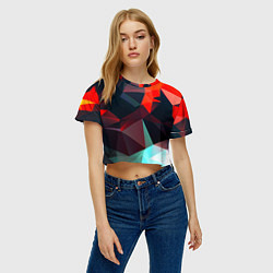 Футболка 3D укороченная женская Абстрактное стекло осколки, цвет: 3D-принт — фото 2