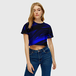 Футболка 3D укороченная женская Geometry blue stripes, цвет: 3D-принт — фото 2