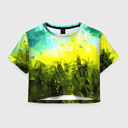 Футболка 3D укороченная женская Green abstract colors, цвет: 3D-принт