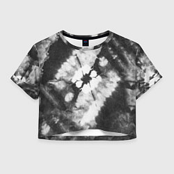 Футболка 3D укороченная женская Черно-белый тай-дай, цвет: 3D-принт