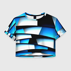 Футболка 3D укороченная женская Решетка из линий и полос, цвет: 3D-принт