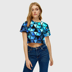 Футболка 3D укороченная женская Blue triangle, цвет: 3D-принт — фото 2