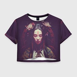 Футболка 3D укороченная женская Девушка-самурай, цвет: 3D-принт