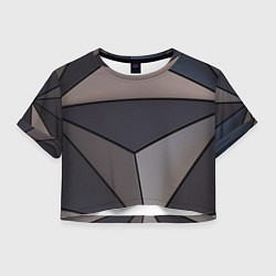 Футболка 3D укороченная женская Тёмный треугольный паттерн, цвет: 3D-принт