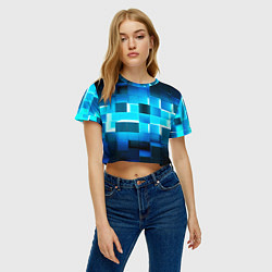 Футболка 3D укороченная женская Неоновые кубы с подсветкой, цвет: 3D-принт — фото 2