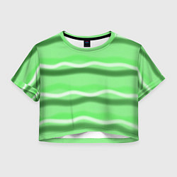 Футболка 3D укороченная женская Зеленые волны, цвет: 3D-принт