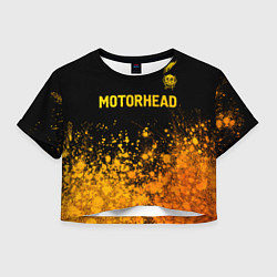 Футболка 3D укороченная женская Motorhead - gold gradient: символ сверху, цвет: 3D-принт