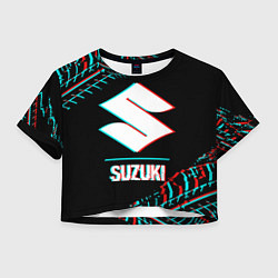 Женский топ Значок Suzuki в стиле glitch на темном фоне