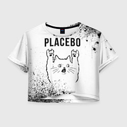 Женский топ Placebo рок кот на светлом фоне