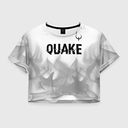 Футболка 3D укороченная женская Quake glitch на светлом фоне: символ сверху, цвет: 3D-принт