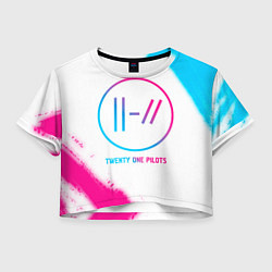 Футболка 3D укороченная женская Twenty One Pilots neon gradient style, цвет: 3D-принт