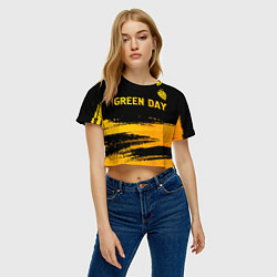 Футболка 3D укороченная женская Green Day - gold gradient: символ сверху, цвет: 3D-принт — фото 2