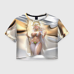 Футболка 3D укороченная женская Fantasy girl gold, цвет: 3D-принт
