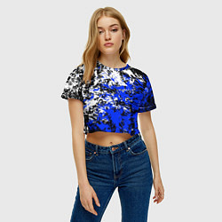 Футболка 3D укороченная женская Белая и синяя краска, цвет: 3D-принт — фото 2