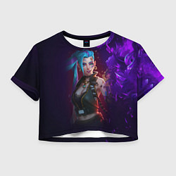 Футболка 3D укороченная женская Jinx art arcane league of legends, цвет: 3D-принт