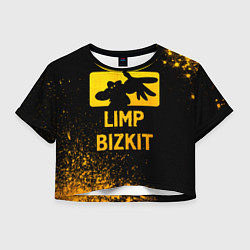 Футболка 3D укороченная женская Limp Bizkit - gold gradient, цвет: 3D-принт