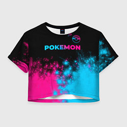 Женский топ Pokemon - neon gradient: символ сверху