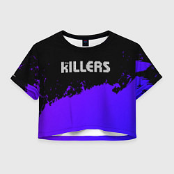 Футболка 3D укороченная женская The Killers purple grunge, цвет: 3D-принт