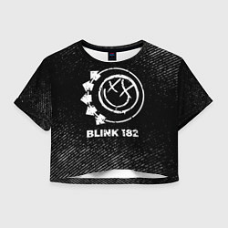 Женский топ Blink 182 с потертостями на темном фоне