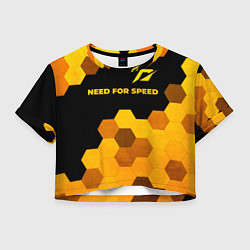 Футболка 3D укороченная женская Need for Speed - gold gradient: символ сверху, цвет: 3D-принт