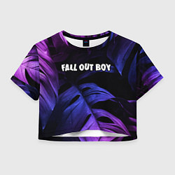 Футболка 3D укороченная женская Fall Out Boy neon monstera, цвет: 3D-принт