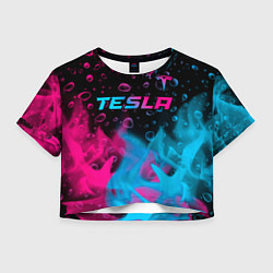 Женский топ Tesla - neon gradient: символ сверху