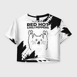Женский топ Red Hot Chili Peppers рок кот на светлом фоне