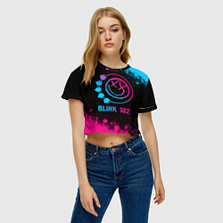 Футболка 3D укороченная женская Blink 182 - neon gradient, цвет: 3D-принт — фото 2