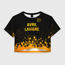 Футболка 3D укороченная женская Avril Lavigne - gold gradient: символ сверху, цвет: 3D-принт