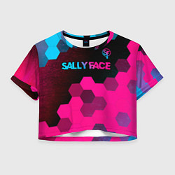 Женский топ Sally Face - neon gradient: символ сверху