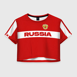 Футболка 3D укороченная женская Russia - красно-белый, цвет: 3D-принт