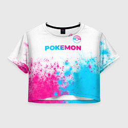 Женский топ Pokemon neon gradient style: символ сверху