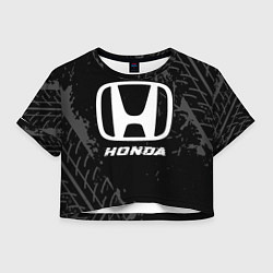 Женский топ Honda speed на темном фоне со следами шин