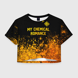 Футболка 3D укороченная женская My Chemical Romance - gold gradient: символ сверху, цвет: 3D-принт