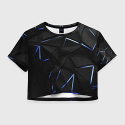 Футболка 3D укороченная женская Black texture neon line, цвет: 3D-принт