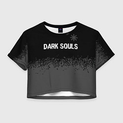 Футболка 3D укороченная женская Dark Souls glitch на темном фоне: символ сверху, цвет: 3D-принт