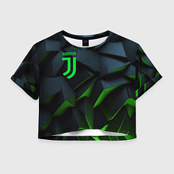 Футболка 3D укороченная женская Juventus black green logo, цвет: 3D-принт